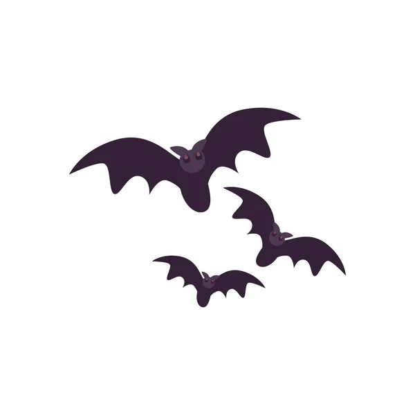 Halloween chauves-souris dessins animés forme libre icône de style conception vectorielle — Image vectorielle