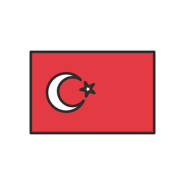 トルコ語のフラグラインと塗りつぶしスタイルのアイコンベクトルデザイン — ストックベクタ