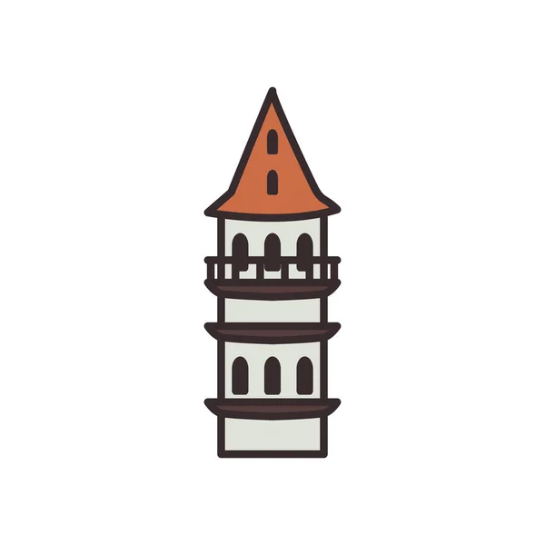 Linha de torre turca e design de vetor ícone de estilo de preenchimento — Vetor de Stock