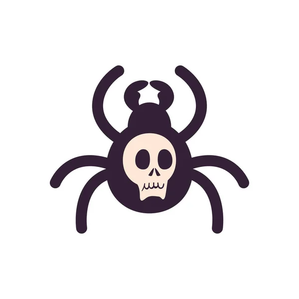 Kafatası karikatürlü cadılar bayramı örümceği serbest biçim ikon vektör tasarımı — Stok Vektör