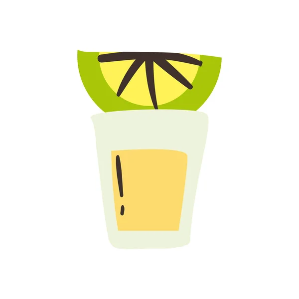 Tequila Shot mit zitronenfreier Form Stil-Ikone Vektor-Design — Stockvektor