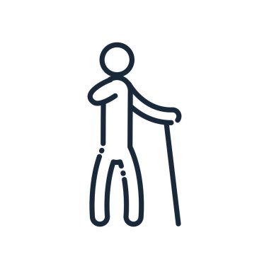 Baston çizgisi olan kolsuz adam ve biçim ikonu vektör tasarımı
