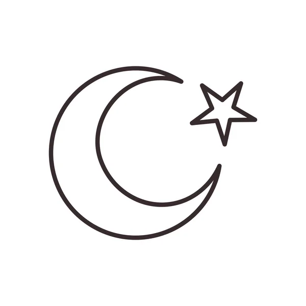 Lua turca com linha estelar e design de vetor de ícone de estilo de preenchimento —  Vetores de Stock