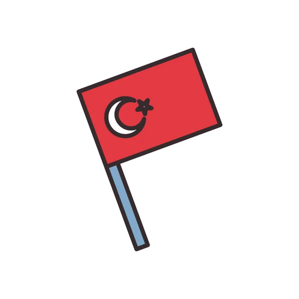 Türkische Flaggenlinie und Füllstil-Icon-Vektor-Design — Stockvektor