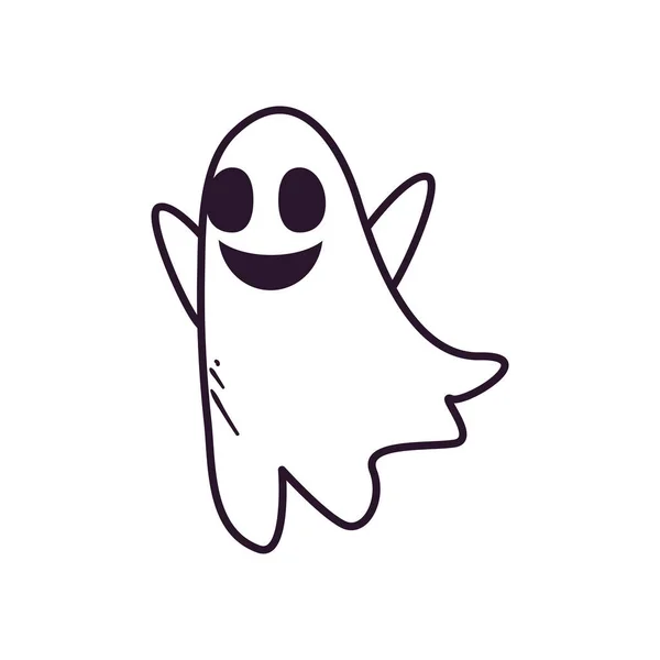 Halloween fantasma de dibujos animados forma libre línea estilo icono vector diseño — Vector de stock