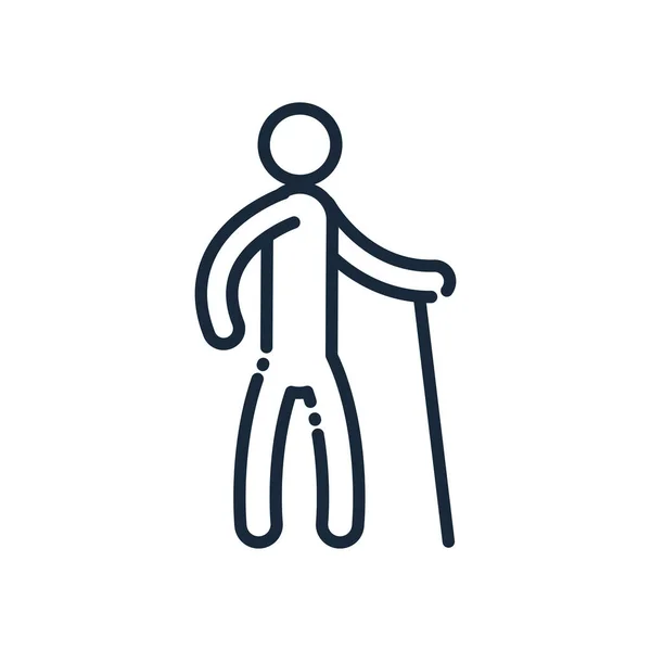 Man with cane line and fill style icon vector design — Stock Vector