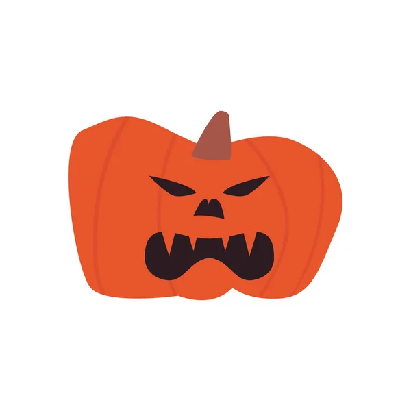 Calabaza enojado dibujos animados forma libre icono de estilo diseño de vectores — Vector de stock