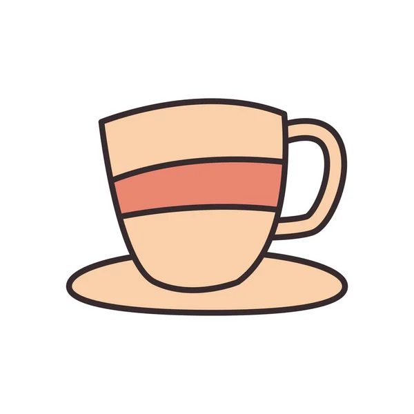 Линия чашки кофе и стиль заливки иконки векторный дизайн — стоковый вектор