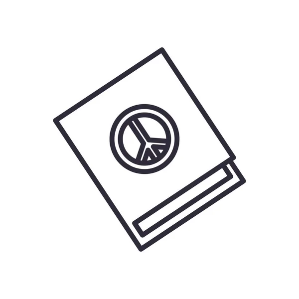 Pace e amore libro linea stile icona vettoriale design — Vettoriale Stock