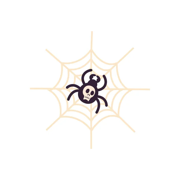 Halloween Spider with skull cartoon free form icon vector design — стоковый вектор