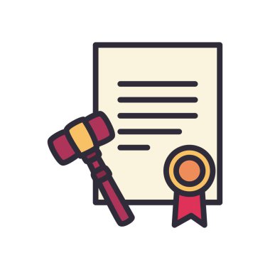 mühür ve çekiç satırlı belge ve biçim ikon vektör tasarımını doldur