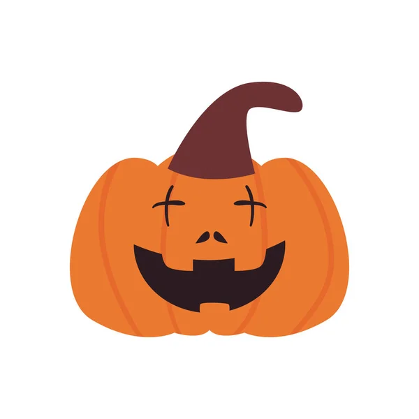 Feliz calabaza de dibujos animados forma libre icono de estilo de diseño de vectores — Vector de stock