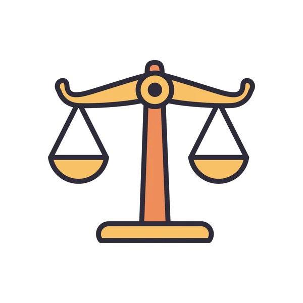 Линия шкалы баланса закона и дизайн иконки стиля заполнения — стоковый вектор