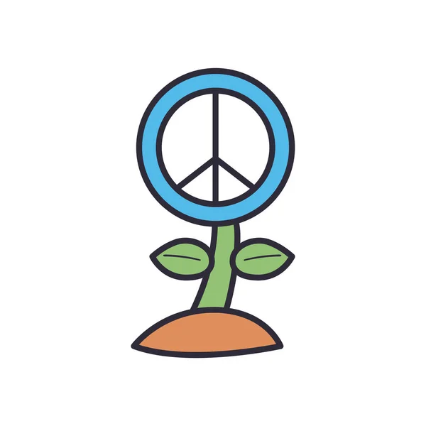 Frieden und Liebe Blumenlinie und Füllung Stil-Symbol Vektor-Design — Stockvektor