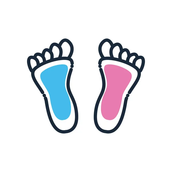 Füße drucken Linie und füllen Stil-Icon-Vektor-Design — Stockvektor