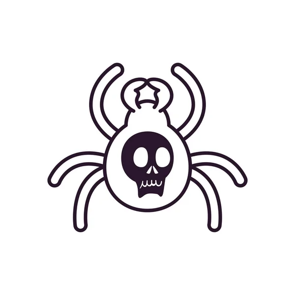 Araña de halloween con dibujo animado forma libre estilo línea icono vector diseño — Archivo Imágenes Vectoriales