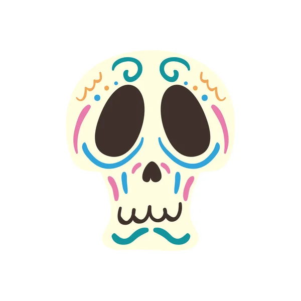 Calavera mexicana forma libre icono de estilo diseño de vectores — Vector de stock