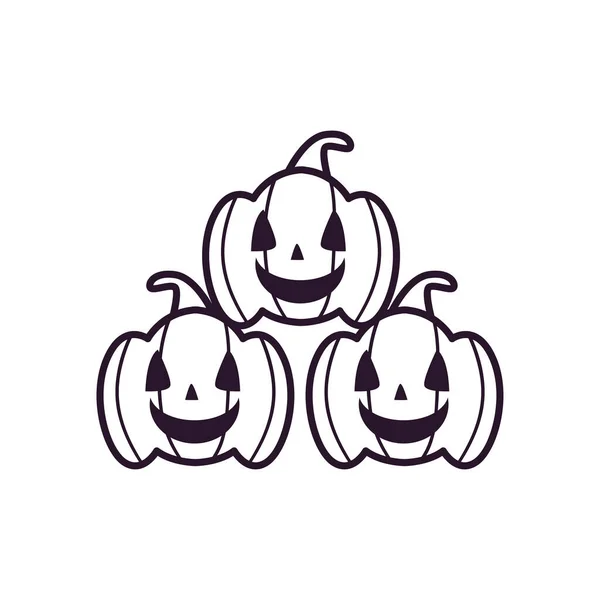 Halloween citrouilles dessins animés forme libre style ligne icône vectoriel design — Image vectorielle