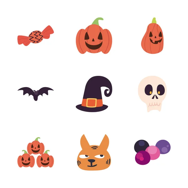 Halloween free form style icon set vektordesign — Stockvektor