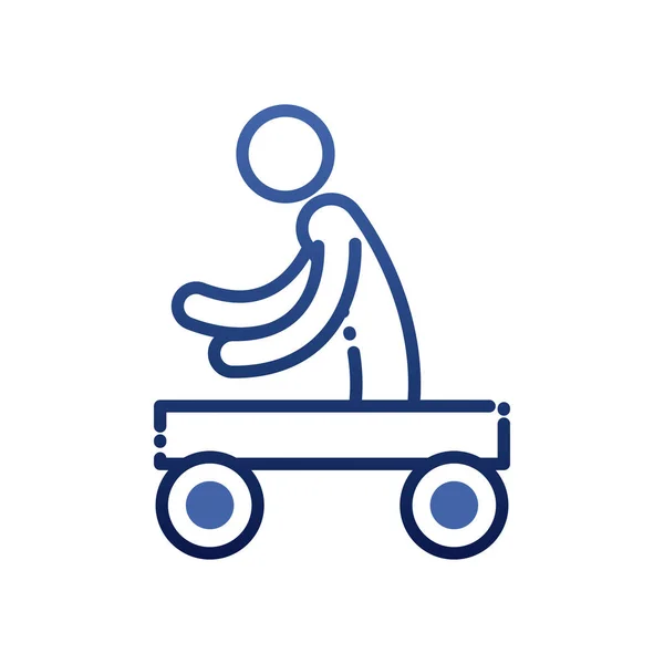 Uomo sulla carriola gradiente stile icona vettoriale design — Vettoriale Stock