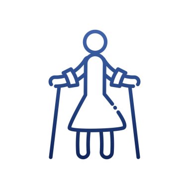 Koltuk değnekleri gradyan biçim ikon vektör tasarımlı kadın