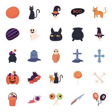 Cadılar bayramı serbest biçim sembolleri vektör tasarımını ayarlar