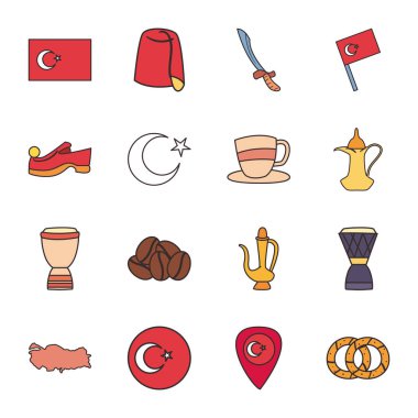 Türk satırı ve biçim simgeleri koleksiyon vektör tasarımı