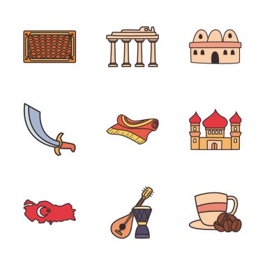 Türk satırı ve doldurma biçim ikonu vektör tasarımı