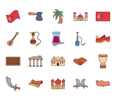 Türk çizgisi ve simge vektör tasarımı biçiminde bohça