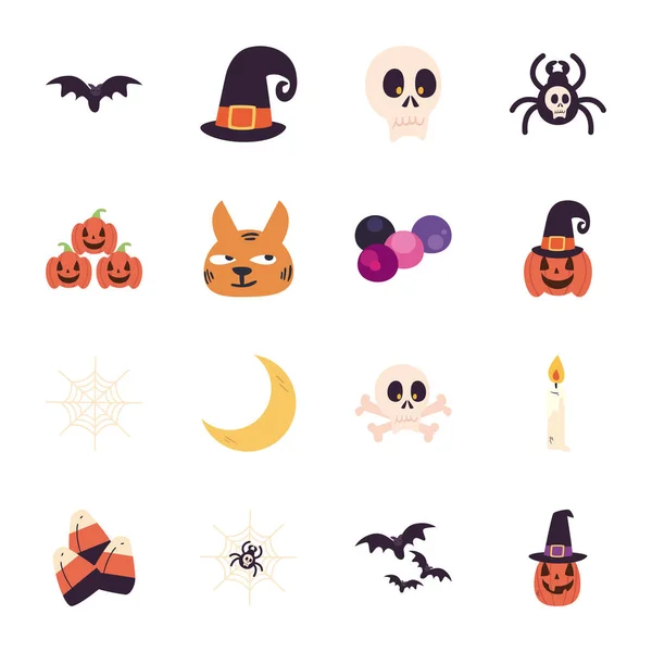 Halloween coleção estilo forma livre de ícones design vetorial — Vetor de Stock