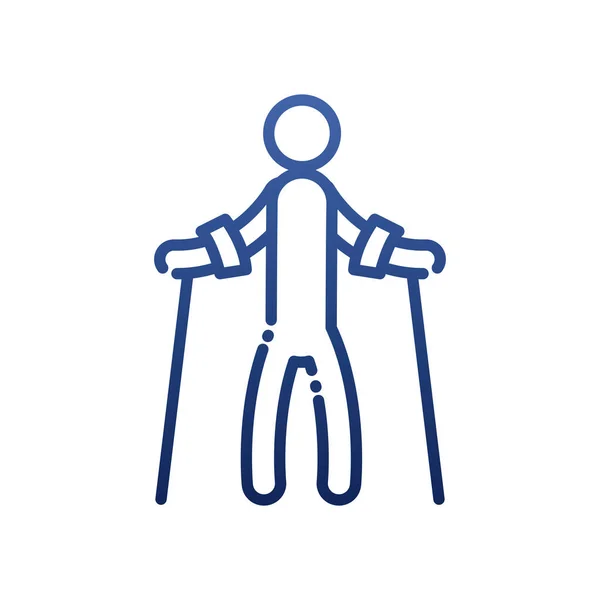 Man with crutches gradient style icon vector design — Stock Vector