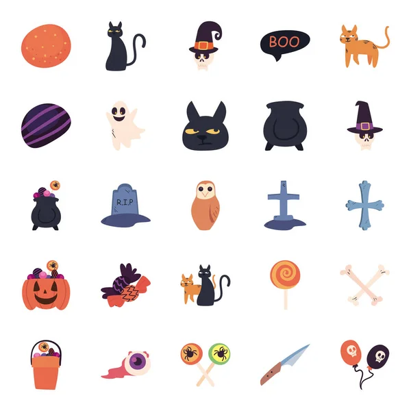 Halloween symboles de style forme libre définir la conception vectorielle — Image vectorielle