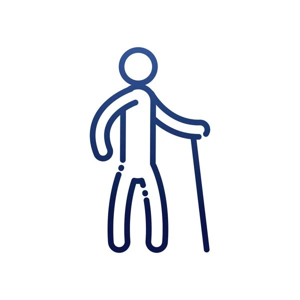 Man with cane gradient style icon vector design — Stock Vector