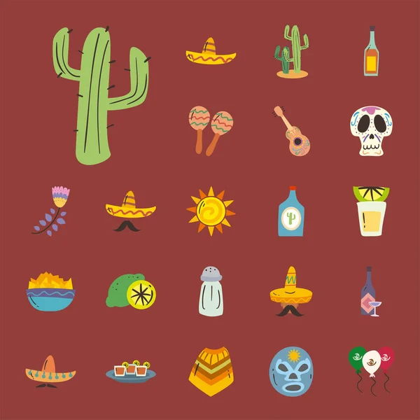 Cactus mexicano y diseño de vectores de iconos de estilo de forma libre — Archivo Imágenes Vectoriales