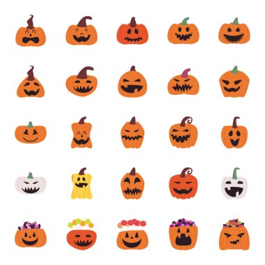 balkabakları karikatürler serbest biçim simgeleri grup vektör tasarımı