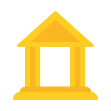 okul binası simgesi, düz biçim