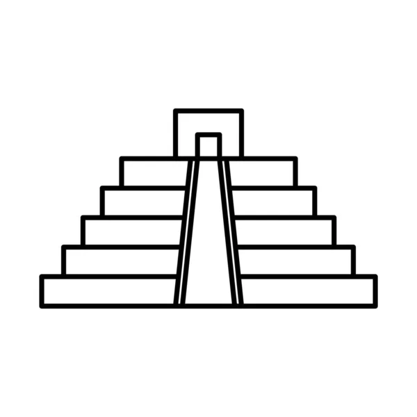 Icône de pyramide mexicaine, style ligne — Image vectorielle