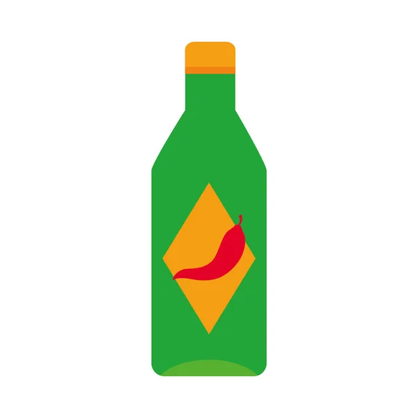 Csípős szósz palack ikon, lapos stílus — Stock Vector