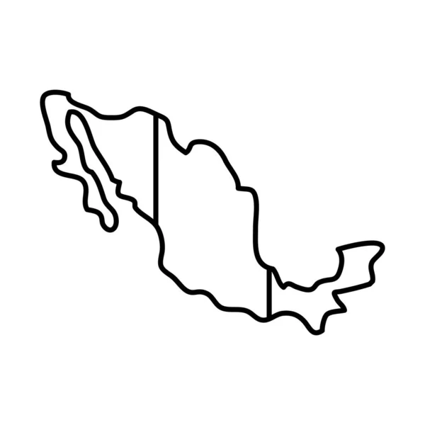 Μεξικάνικος χάρτης με μεξικανική σημαία σχέδιο, γραμμή στυλ — Διανυσματικό Αρχείο