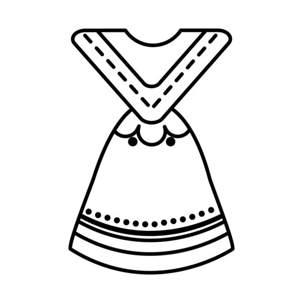 전통적 인 멕시코 여성 의상 아이콘, 라인 스타일 — 스톡 벡터