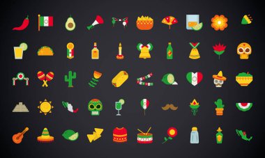 Meksika simgesi seti, düz stil