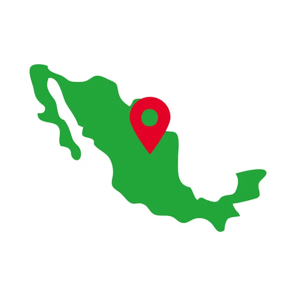 Mexico map with location pin icon, flat style — Stock Vector