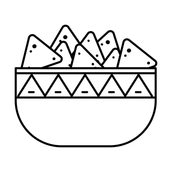 Tigela de ícone nachos, estilo de linha — Vetor de Stock