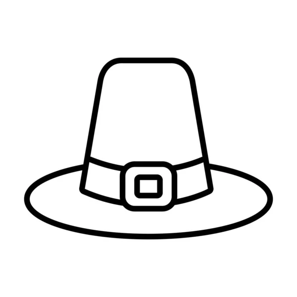 Icono del sombrero piligrim, estilo de línea — Archivo Imágenes Vectoriales