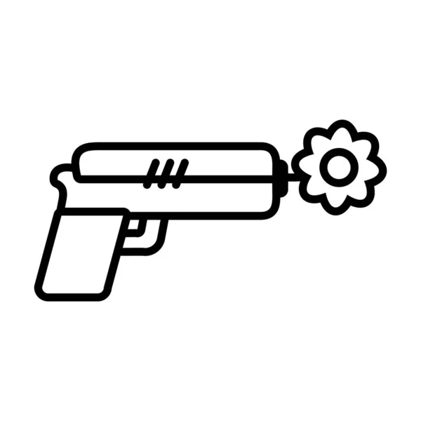 Peace symbol, gun with a flower, line style — Stock Vector