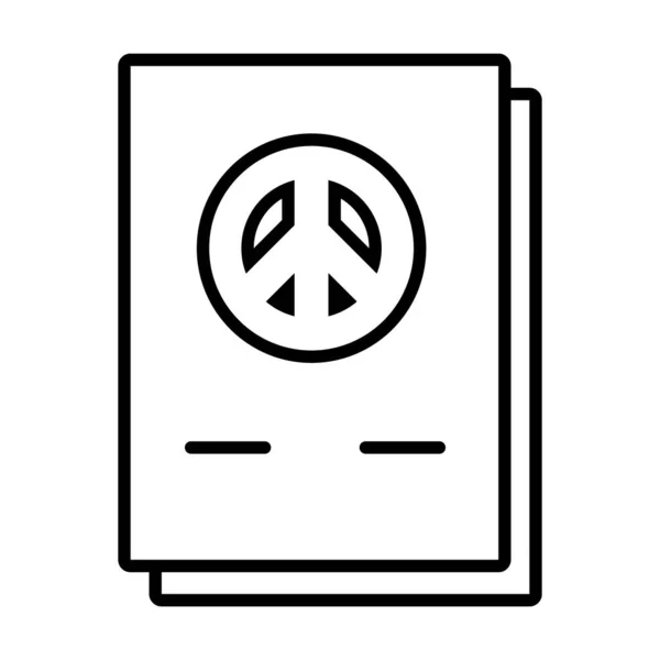 Dokument med fred symbol ikon, linje stil — Stock vektor