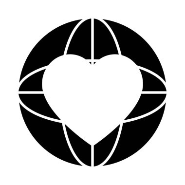 kalp şekli simgesi, siluet tarzına sahip küresel küre