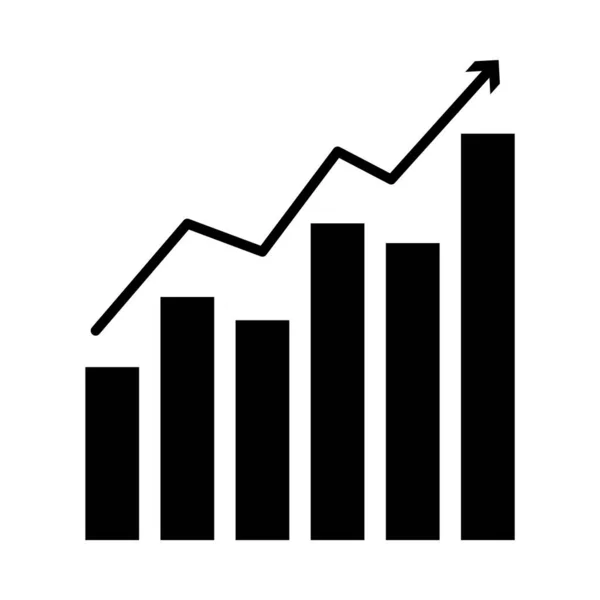 Gráfico gráfico de barras com seta ascendente, estilo silhueta —  Vetores de Stock