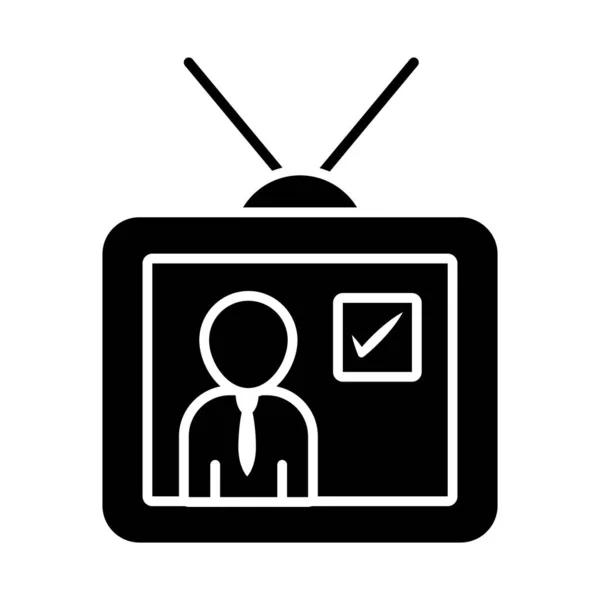 Πολιτικός στο εικονίδιο της τηλεόρασης, στυλ σιλουέτα — Διανυσματικό Αρχείο