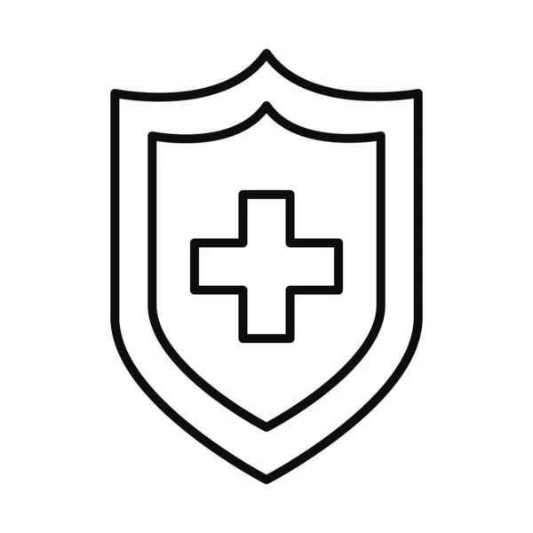 Shield with medical cross icon, line style — Stock Vector